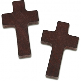 WOODEN CROSS 35 X 21 X 5MM - BROWN