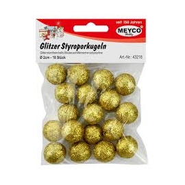 GOLD GLITTER STYROFOAM BALLS - 2CM - X18