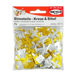CROSS & BIBLES CONFETTI - GOLD & SILVER