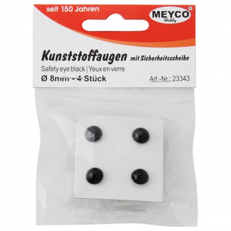 PLASTIC SAFETY EYES BLACK - 8MM DIAM.