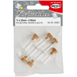 MEYCO GLASS BOTTLE WITH CORK 11 X 22MM X 6PCS