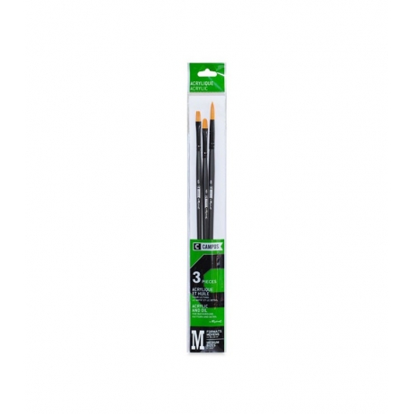CAMPUS ACRYLIC AND OIL SYNTHETIC BRUSH SET X3 - FLAT - FILBERT - ROUND - 30CMS