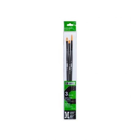CAMPUS ACRYLIC AND OIL SYNTHETIC BRUSH SET X3 - FLAT - FILBERT - ROUND