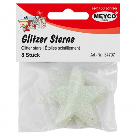 GLITTER STAR 4.8CM - WHITE