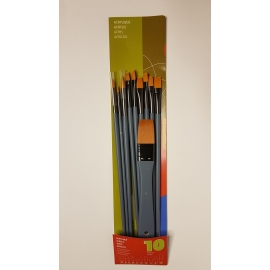 FINE ART SYNTHETIC FIBRES ACRYLIC BRUSH SET - FLAT - ROUND - FILBERT- MULTIMEDIA BRUSH