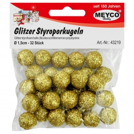 GOLD GLITTER STYROFOAM BALLS 1.5CM - GOLD