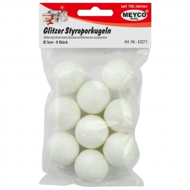 GOLD GLITTER STYROFOAM BALLS - 2CM - X18