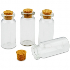 MEYCO SMALL GLASS BOTTLE WITH CORK TOP- 2.2CM DIAM/  5CM HIGH