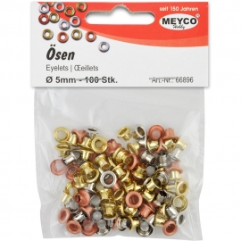 MEYCO METAL EYELETS 5MM 100PCS - SILVER/GOLD/COPPER