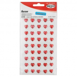 MEYCO HALF PEARL HEART RED 45PCS