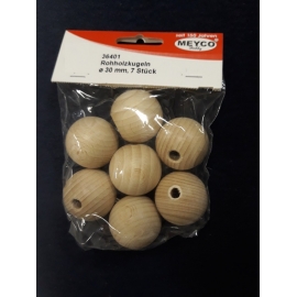MEYCO WOODEN BALLS 30MM - PACKET WITH 7 PCS