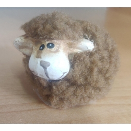 DECORATION SHEEP CLAY/TEXTILE 5CM GREY
