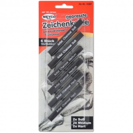 MEYCO CHARCOAL STICKS - 6 ASSORTED