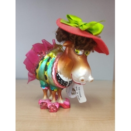 GLASS FASHION HORSE ORNAMENT RED 12CM