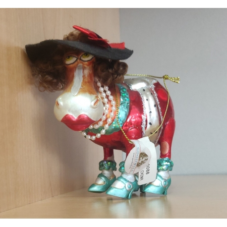GLASS FASHION HORSE ORNAMENT RED 12CM