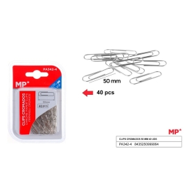 CHROME PAPER CLIPS 50MM X 40PCS