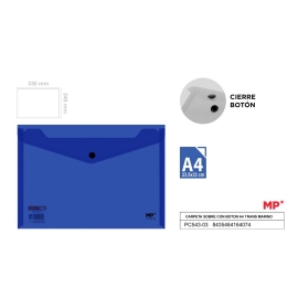 ENVELOPE FOLDER WITH BUTTON A4 TRANSPARENT - MARINE BLUE