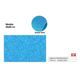 EVA FOAM WITH GLITTER 40 X 60CM - LIGHT BLUE