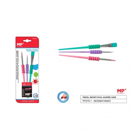 SET OF 3 EASY GRIP CHILDRENS BRUSHES