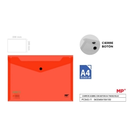 ENVELOPE FOLDER WITH BUTTON A4 TRANSPARENT - FLO GREEN