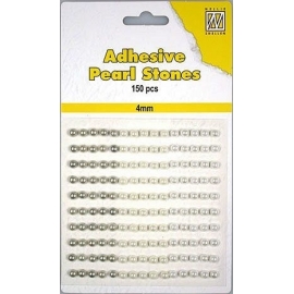 150 ADHESIVE PEARLS 4MM 3 COL.WHITE