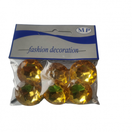 BAG 6 PCS CIRCLE DIAMOND 30MM DIAM. - GOLD