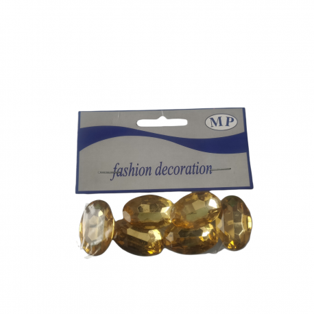 BAG 6 PCS OVAL DIAMOND 20MM X 30 - GOLD