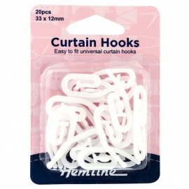 PLASTIC CURTAIN HOOKS 33 X 12MM / 20 PCS - WHITE