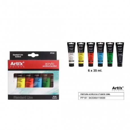 HIGH DENSITY SATIN ACRYLIC PAINT SET X 6