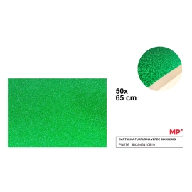 GREEN GLITTER CARDBOARD 50 X 70CM 250GSM