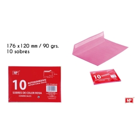 COLOR SELF ADHESIVE ENVELOPES PACKET X 10 PCS - PINK 176MM X 120MM