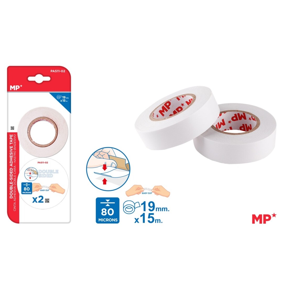DOUBLE SIDED TAPE WHITE 19MM X 15M M.T.S. Arts Crafts