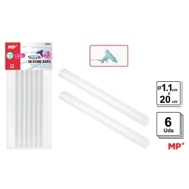 HOTMELT GLUE GUN STICKS 11 mm × 20 cm. PACK OF 6 PCS