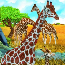 GENTLE GIRAFFE 18 X 18CM CRYSTAL ART DIAMOND PAINTING CARD 