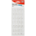 SELF ADHESIVE STICKERS GLITTER NUMBERS WHITE 2MM X 2CM