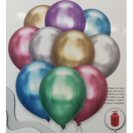NATURAL LATEX METALIZED COLOUR BALLOONS 30CM 10PCS