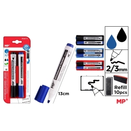 WHITE BOARD MARKERS WITH ERASER - BLK/BL