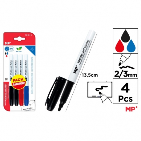 WHITE BOARD MARKER SET 4PCS - 2 BLK ,1 RED , 1 BLUE