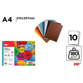COLOUR CARDBOARD BLOCK A4 10 SHEETS 180GRMS