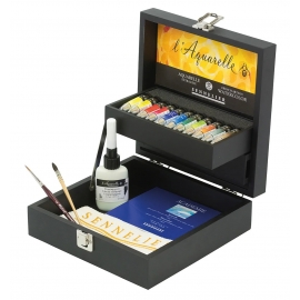 SENNELIER ARTIST WATERCOLOUR BLACK BOX 11 X 10ML + 2 BRUSHES