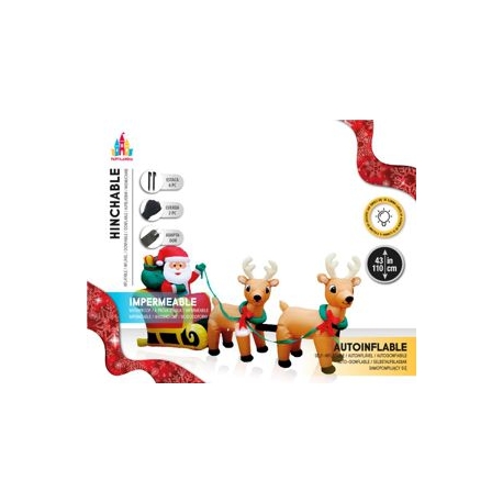 INFLATEABLE SANTA WITH SLEIGH  AND LED