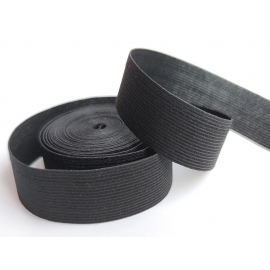 FLAT ELASTIC 50MM BLACK, 1.2MM THICKNESS BY THE METER