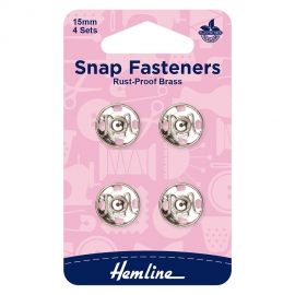 SNAP FASTENERS NICKLE 15MM / 4 SETS