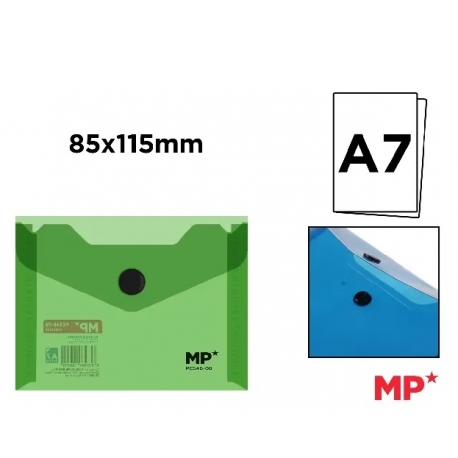 POLYPROPYLENE ENVELOPE FOLDER W/BUTTON A7 GREEN