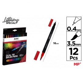 DUAL TIP BRUSH PENS SET X 12