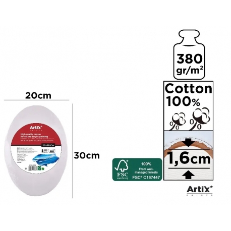 OVAL STRETCH CANVAS 380GSM 20 X 30 X 1.6CM