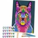 BRIGHT COLOURED CAT PAINT BY NUMBERS 40X 30CM