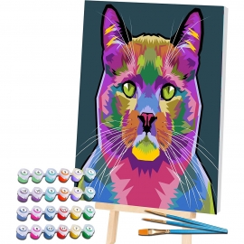 BRIGHT COLOURED CAT PAINT BY NUMBERS