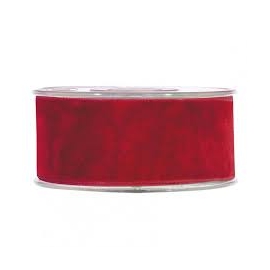DOUBLE VELVET RIBBON 40MM - RED BY THE METER