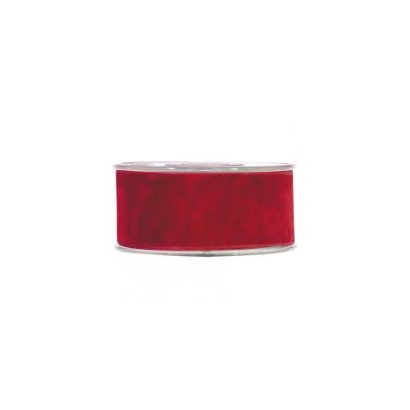 DOUBLE VELVET RIBBON 40MM - RED BY THE METER